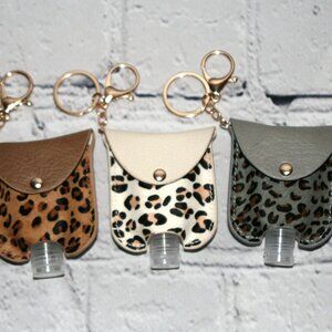 Cheetah Faux Fur Hand Sanitizer Keychain